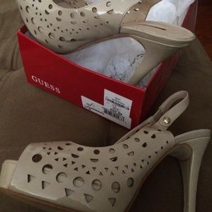 GUESS sling back heels. Never worn. Still in the box.